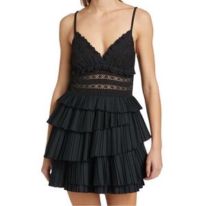 Sea New York Antonina Cotton-Blend Ruffled Minidress  12 Black Retail $358 New!